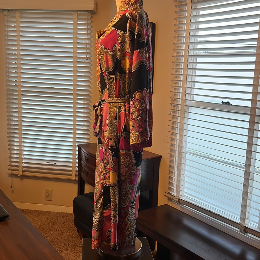 Excellent Condition Vintage Natori Psychedelic 60s Print Robe with Pockets - Picture 5 of 12